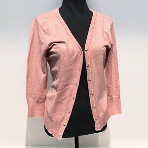 Pink Button-Front Cardigan Sweater
